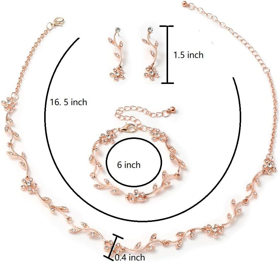 Crystal Necklace Earrings Bracelet Bridal Wedding Jewelry Set Rhinestone Choker Necklace For Brides Bridesmaid
