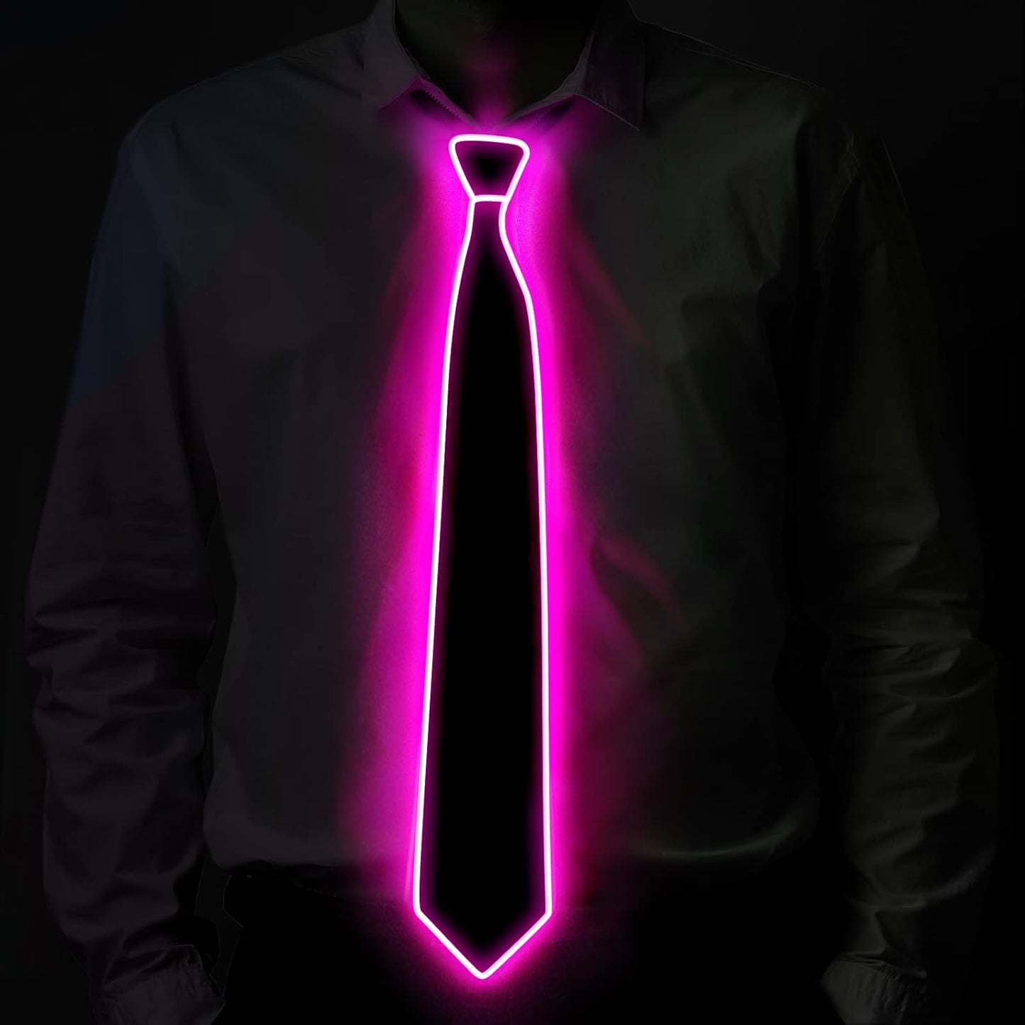 Ainiv Light Up Neckties Bowties Suspenders LED Party Supplies Glow in the Dark Adjustable for Women and Men Parties
