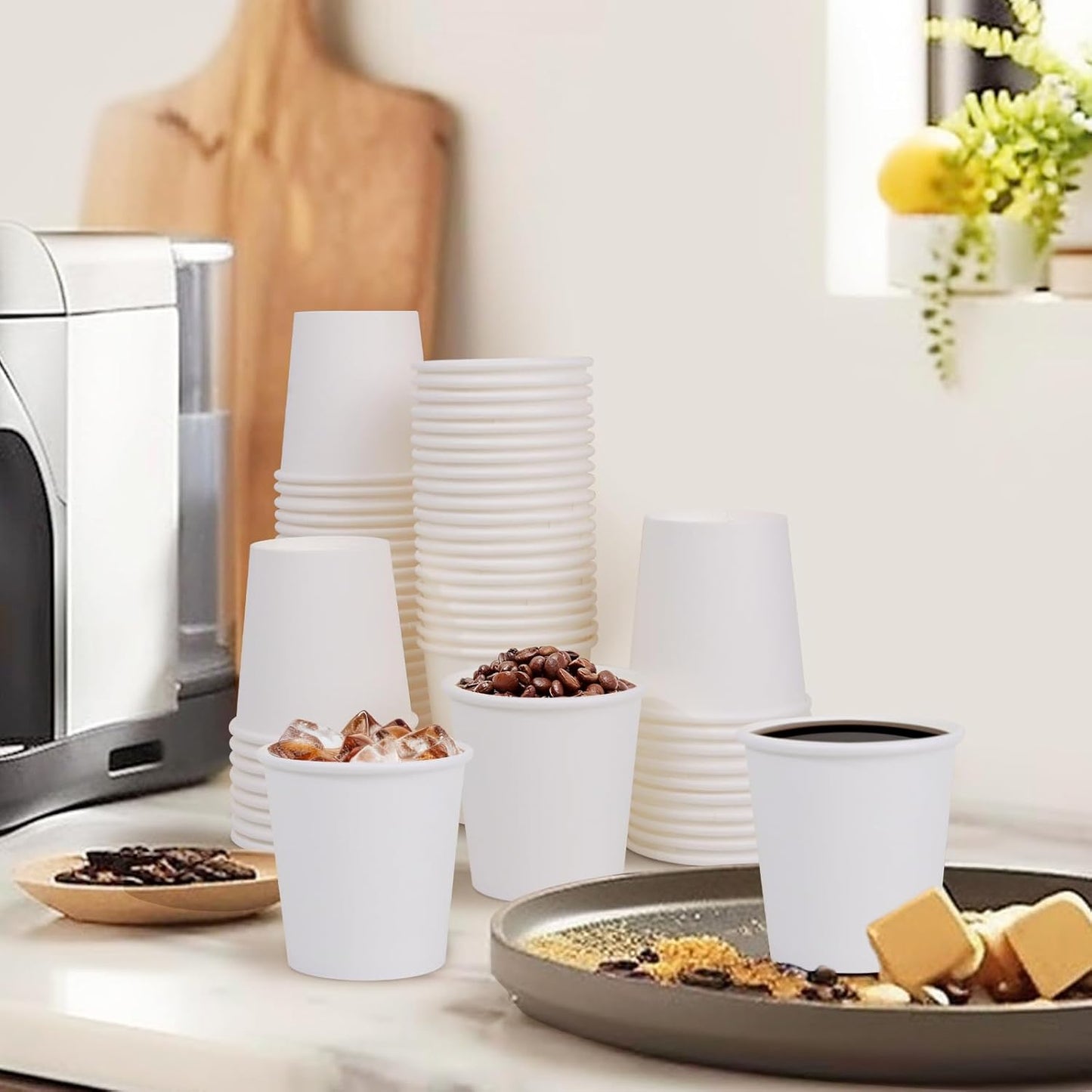 100 Count 5 oz Bathroom Cups, 5 oz Disposable Paper Cups, Small Mouthwash Cup, 5 Ounce Mini White Espresso Cups for Party, Travel, Picnic