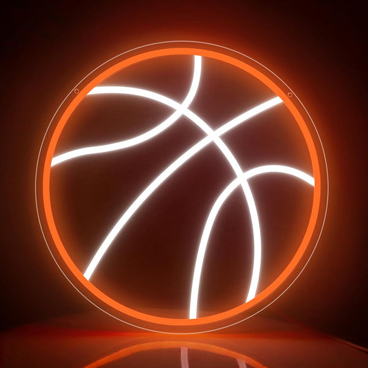 Basketball Neon Sign, Basketball LED Neon Light for Wall Decor, Dimmable USB-Powered Basketball Light with ON/OFF Switch for Kids, Man Cave, Boys' & Game Rooms, Gift for Basketball Fans