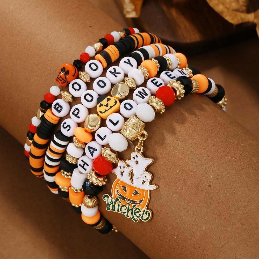 Friendship Bracelets for Women - Heishi Surfer Colorful Smile Evil Eye Clay Beaded Stretch Bracelets Elastic Layering - Stackable Boho Disc Y2K Aesthetic Summer Jewelry Set.