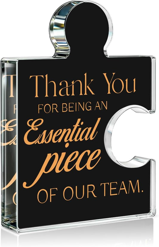 Teams Appreciation Gifts for Employees, Thank You Gift for Coworkers Colleagues, Best Team Ever Gifts Thank You for Being an Essential Piece of Our Team Acrylic Puzzle Piece Plaque Office Decor, Black