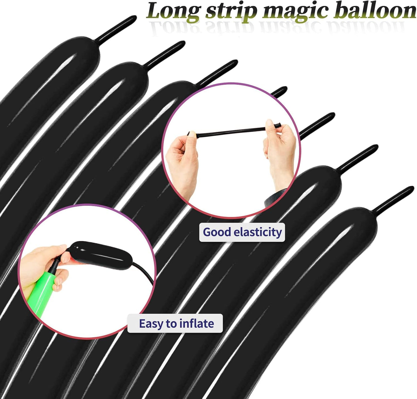 Thickening Latex 260q Black Balloons - 100pcs Long Twisting Balloons for Animal Model, Halloween, Xmas, Weddings, Birthdays