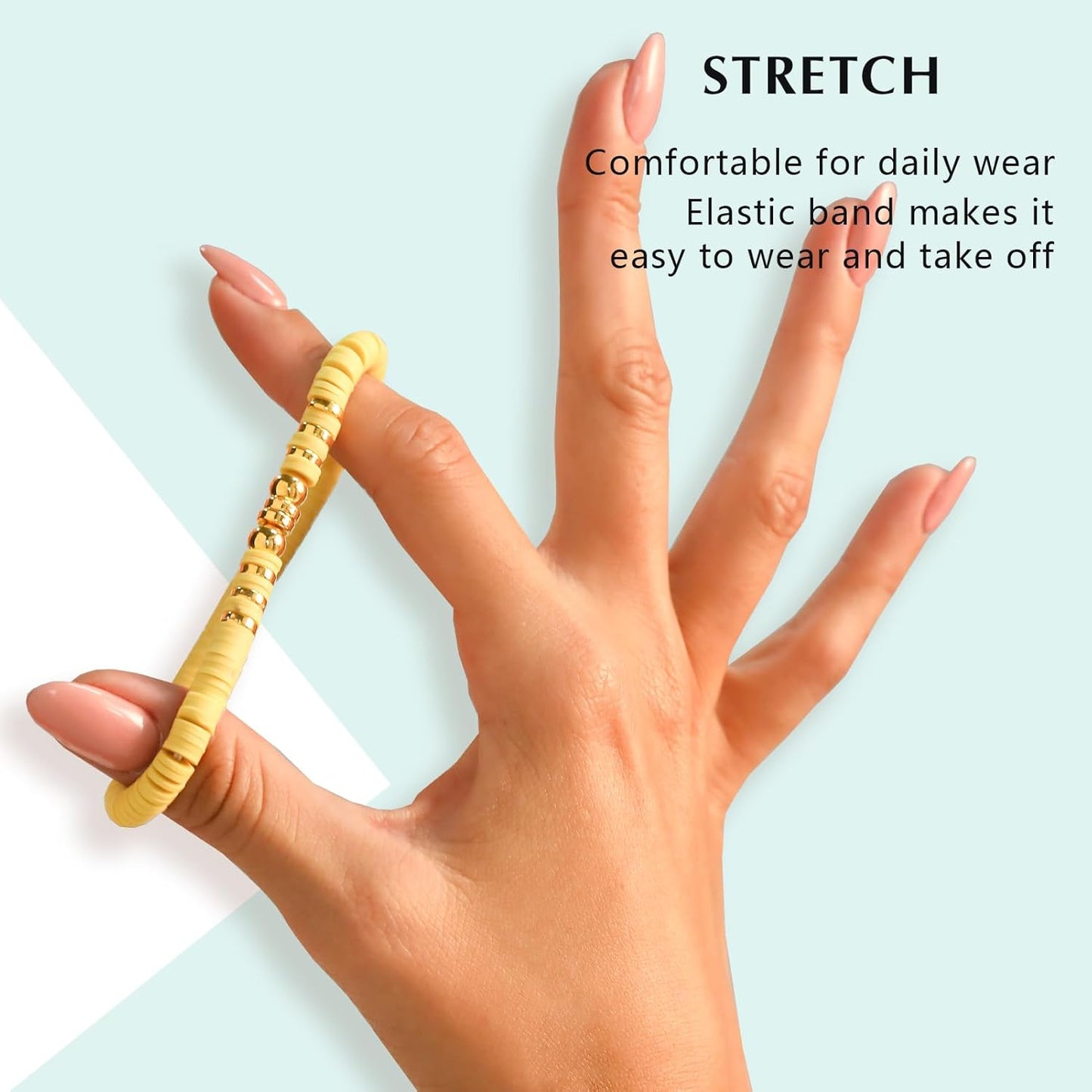 Friendship Bracelets Trendy Heishi Clay Bead Bracelets Stack Gold Beaded Stretch Bracelets for Women Boho Stackable Bracelets Bulk Cute Preppy Jewelry