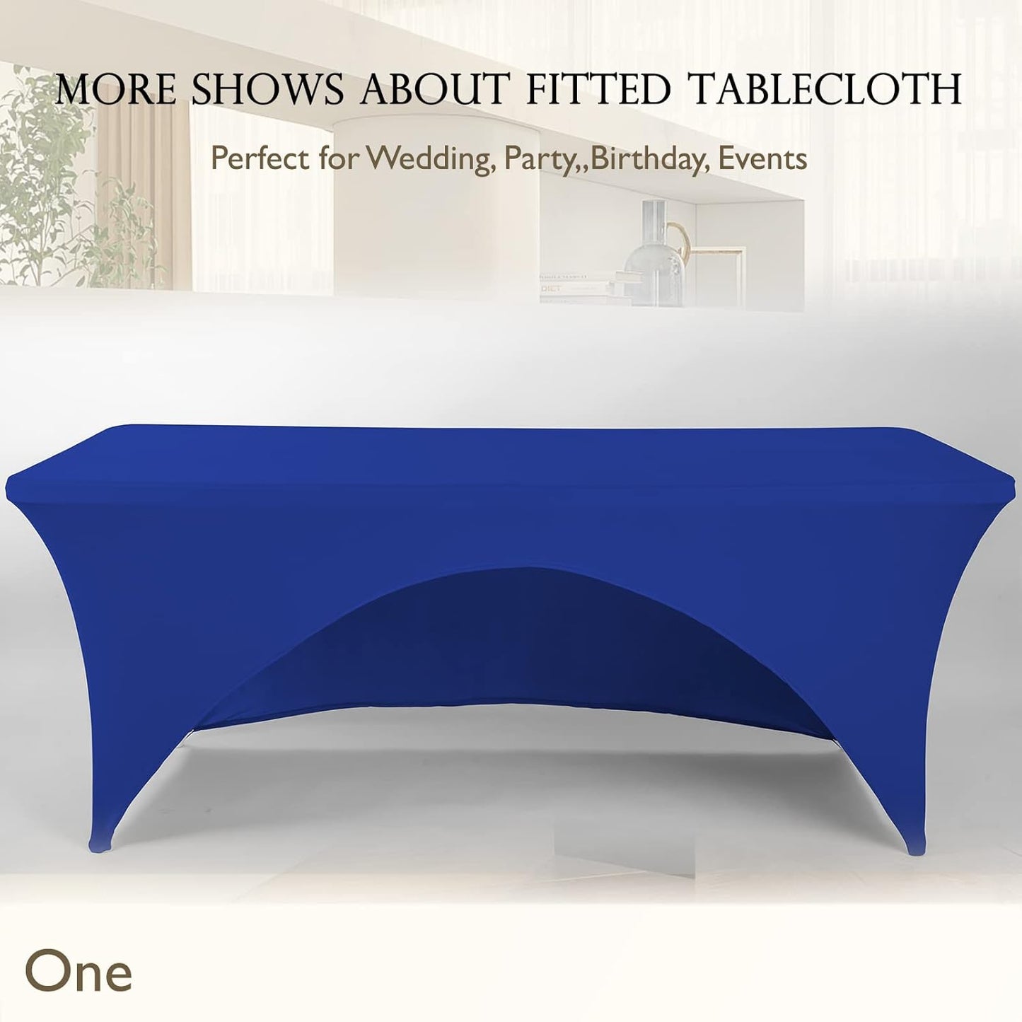 Spandex Table Cover 4 ft. Fitted Polyester Tablecloth Stretch Table Cover Table Topper Open Back - Royal Blue