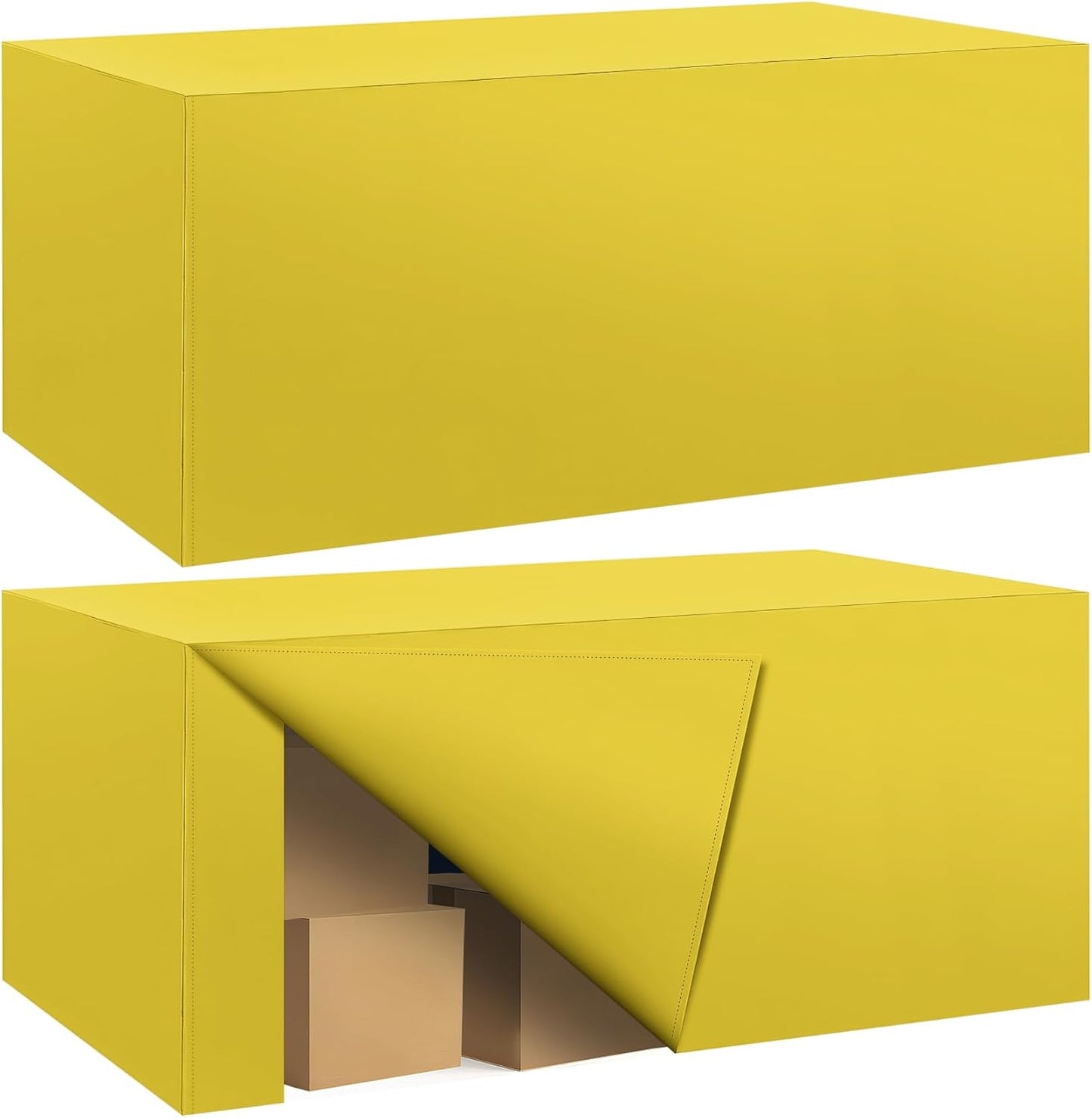 Ascoza 2 Pack Fitted Tablecloth for 8 Foot Rectangle 96 x 30 Inch Yellow Table Covers Water Resistant Polyester Cloth for Folding, Parties,Display, Trade Show (Yellow)