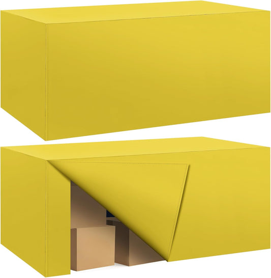 Ascoza 2 Pack Fitted Tablecloth for 8 Foot Rectangle 96 x 30 Inch Yellow Table Covers Water Resistant Polyester Cloth for Folding, Parties,Display, Trade Show (Yellow)