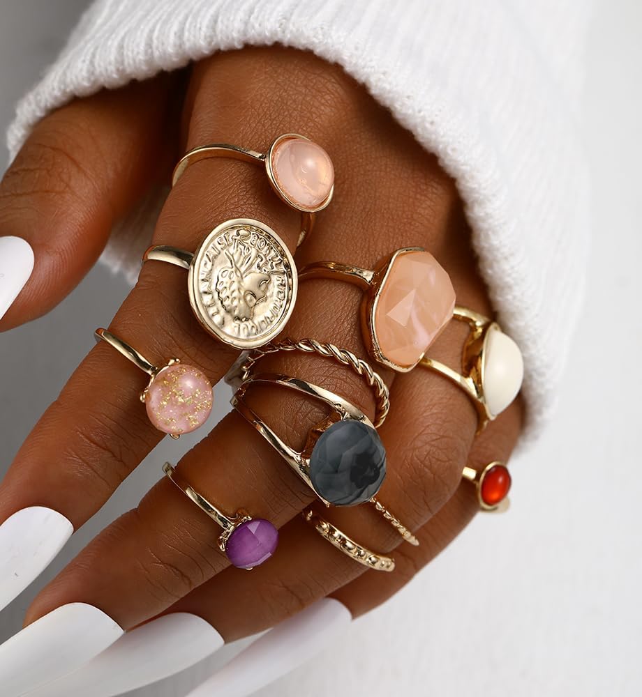 iF YOU 25 Pcs Gold Knuckle Ring Set for Women, Chunky Stackable Finger Midi Rings, Silver Simple Stacking Cute Rings Pack Trendy Stuff Jewelry Gift