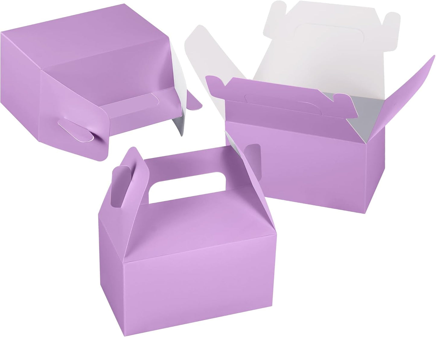 XAGLVV 24 Pack Purple Gable Boxes with Handles 6.2x3.5x3.5 Inch Paper Party Favor Gift Box for Birthday Baby Shower Graduation