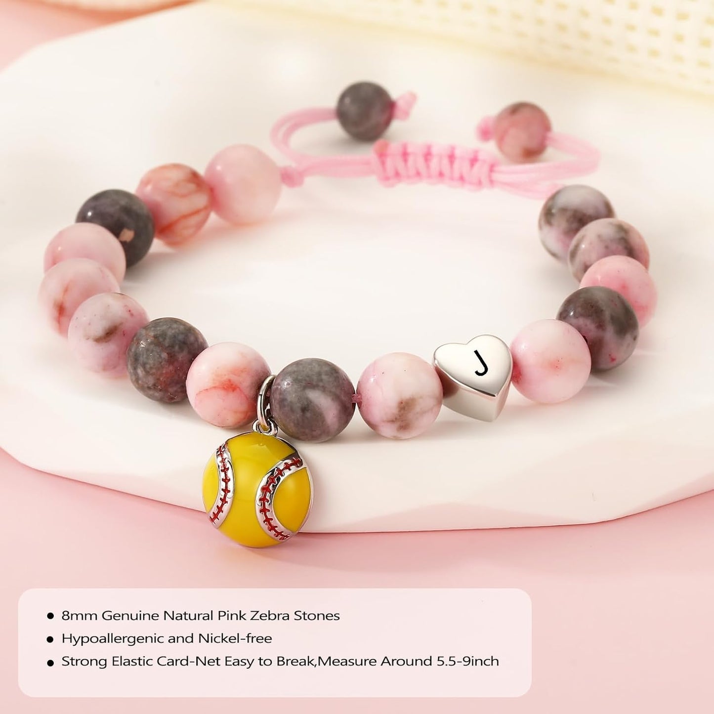 Stocking Stuffers for Teen Girls -Volleyball/Softball Bracelet Heart Initial Gifts Sports Accessories Jewelry Gift Ideas for Teen Girls Women for Christmas Birthday