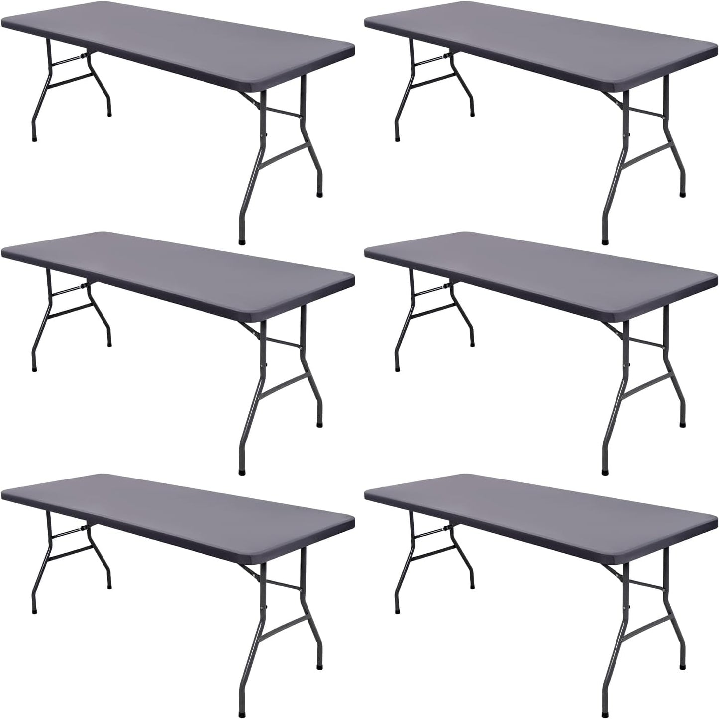 6 Pack Picnic Table Cover Outdoor Elastic Fitted Tablecloths for 6 Foot Rectangle Table Waterproof Stretch Washable Patio Folding Spandex Tablecloth for Camping Banquet Parties (Light Grey,30" x 72")