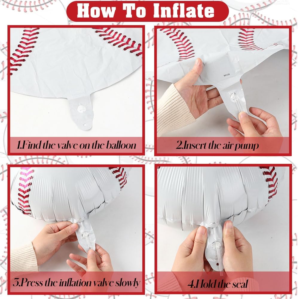 12 PCS 18 Inch Baseball Balloons Foil Party Favors Baseball Lover Theme Sports Glove Giant Balloons Birthday Party Decorations Christmas Mylar Helium Aluminum Balloon Baby Shower Gender Reveal