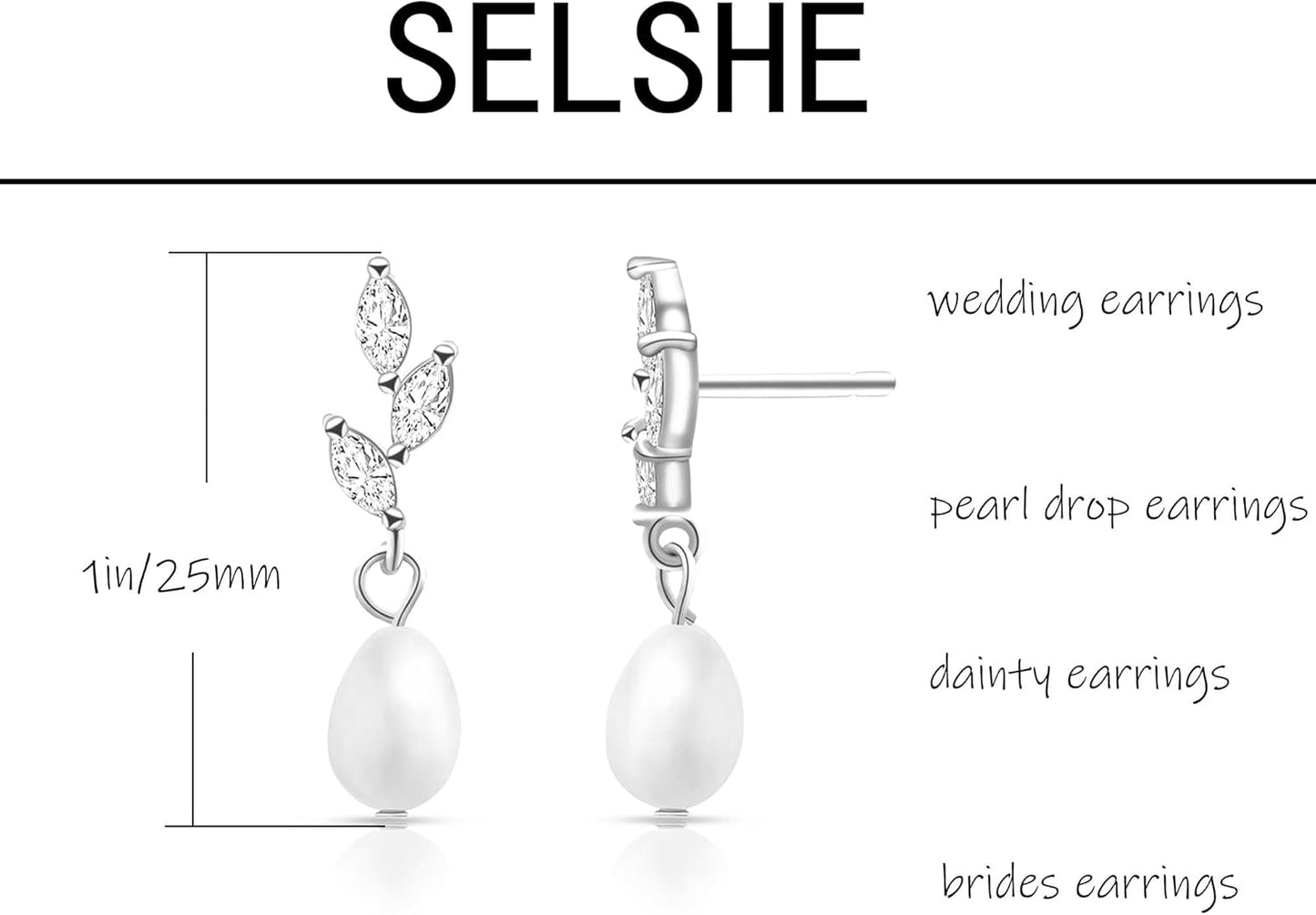 SELSHE Dangle Earrings for Women, 14k Gold Plated Pearl Drop Earring Dainty Gold Earrings for Women Trendy Cute Prom Bridal Earring Long Wedding Pearl Earring Formal Jewelry