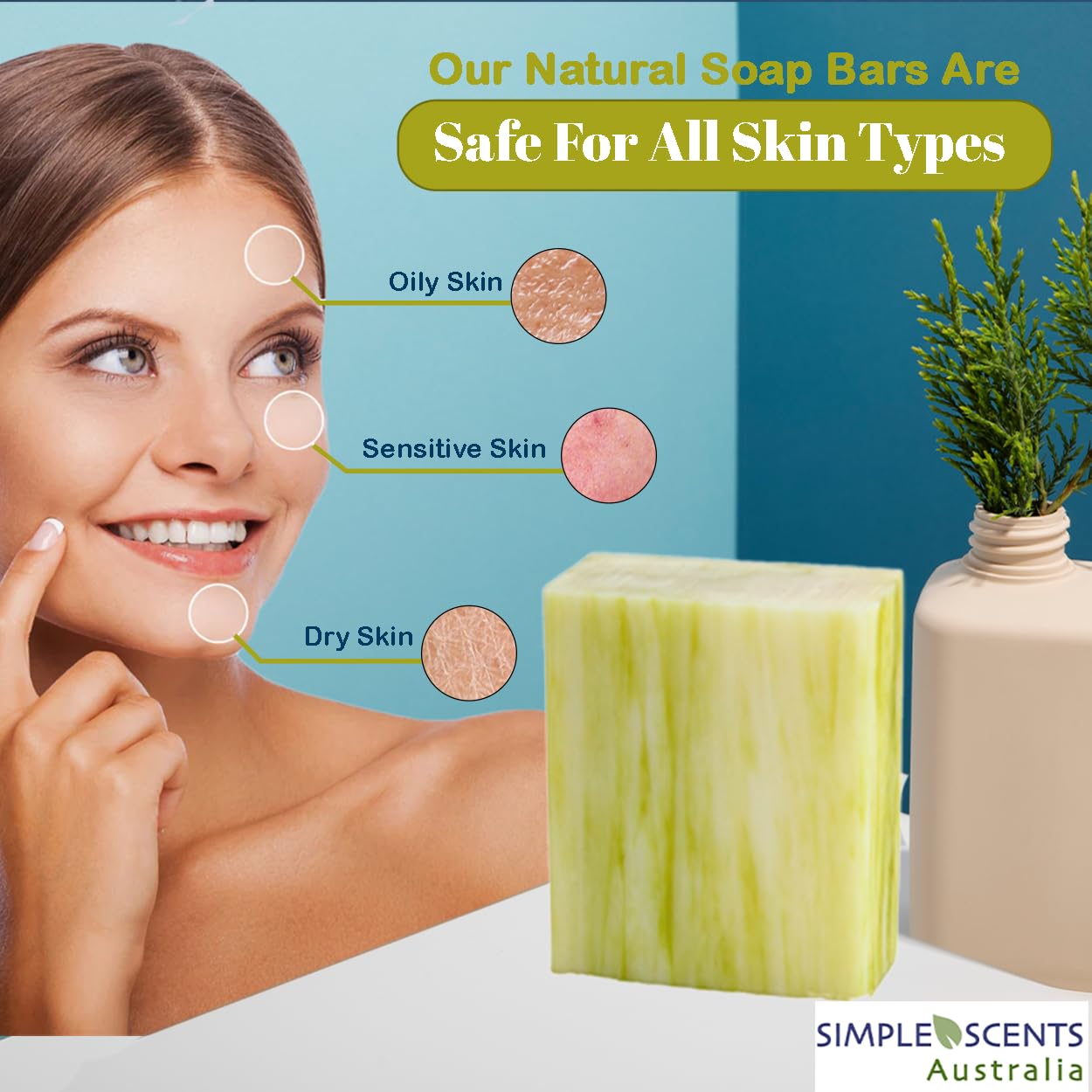 Simple Scents Australia Lemongrass Scented Natural Soap Bars (12 Bars), 3.5oz Moisturizing French Triple Milled Bar Soap Enriched with Shea Butter