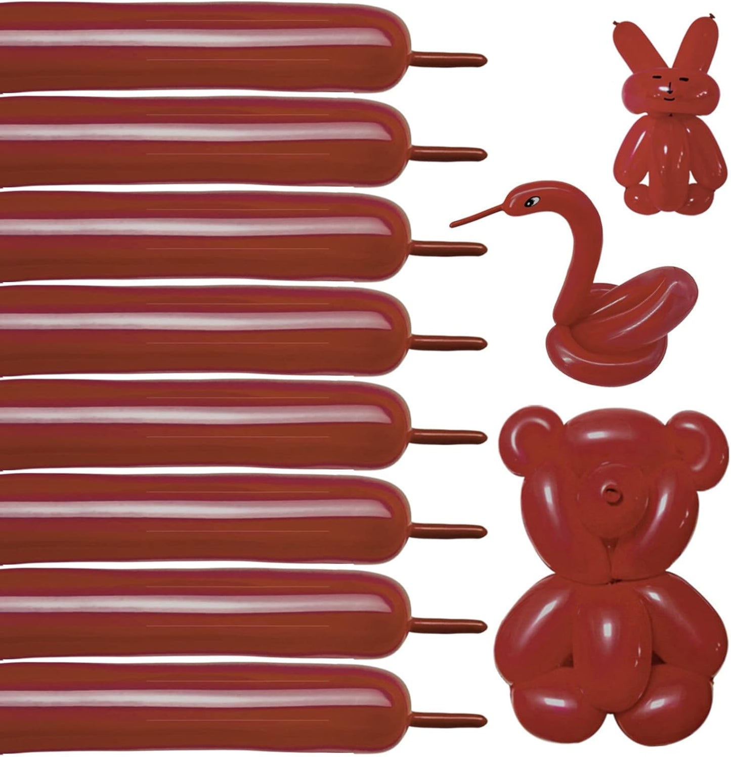 Long Brown Balloons for Balloon Animals, 260 Balloons for Twisting Balloon Animal, Long Skinny Latex 260 Brown Balloon for Modelling, Magic Coffee 260 Balloon Balloon Animal Kit for Party,100Pcs