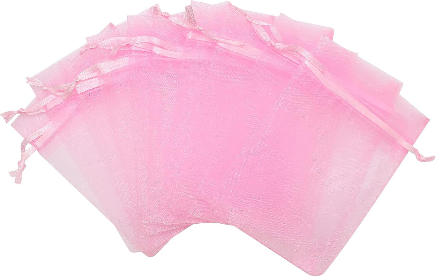 Staruby 100Pcs Sheer Organza Bag 3x4 Inches Drawstring Jewelry Mesh Pouches Gift Bags for Wedding Party Christmas Gifts Festival Gift Candy Bags, Pink