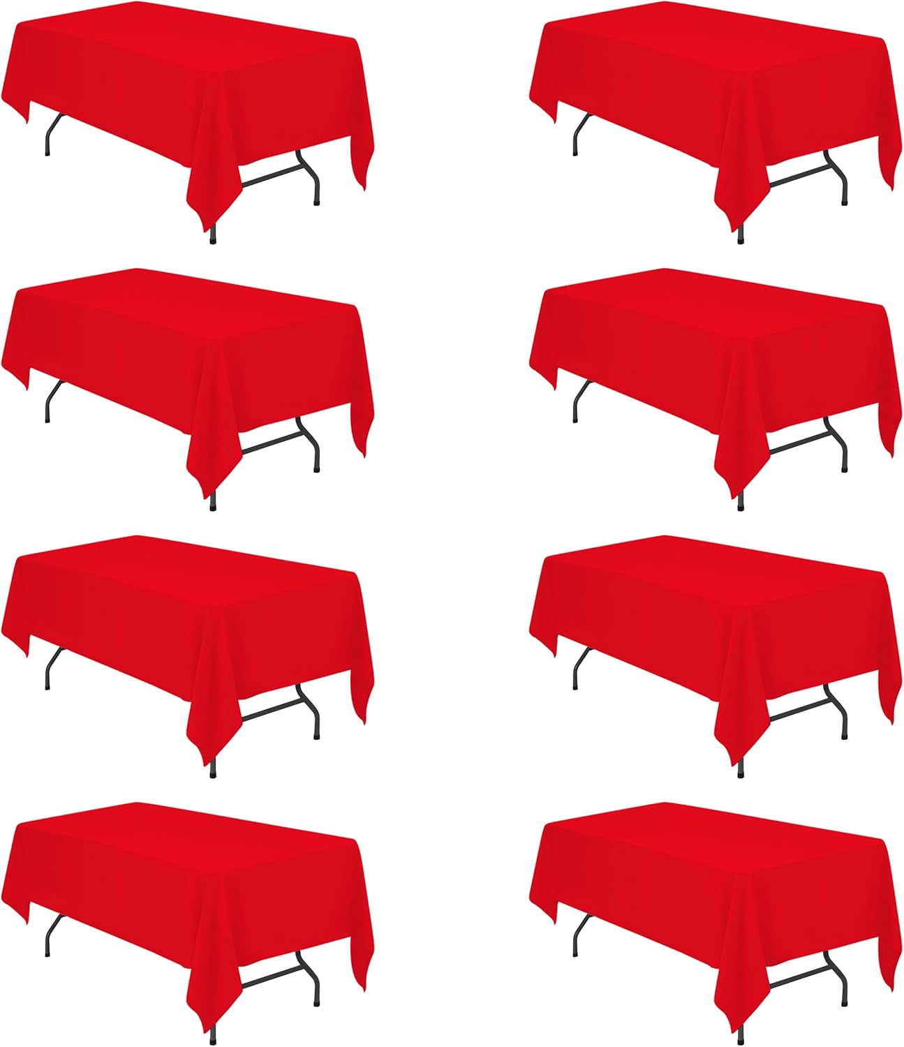 BRILLMAX 8 Pack Red Tablecloths for 6 Foot Rectangle Tables 60 x 102 Inch - 6ft Rectangular Bulk Linen Polyester Fabric Washable Cloth Cover for Wedding Reception Banquet Birthday Party