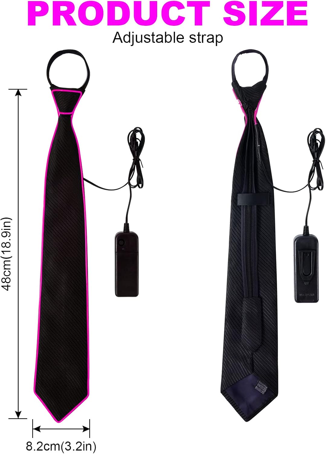 Ainiv Light Up Neckties Bowties Suspenders LED Party Supplies Glow in the Dark Adjustable for Women and Men Parties