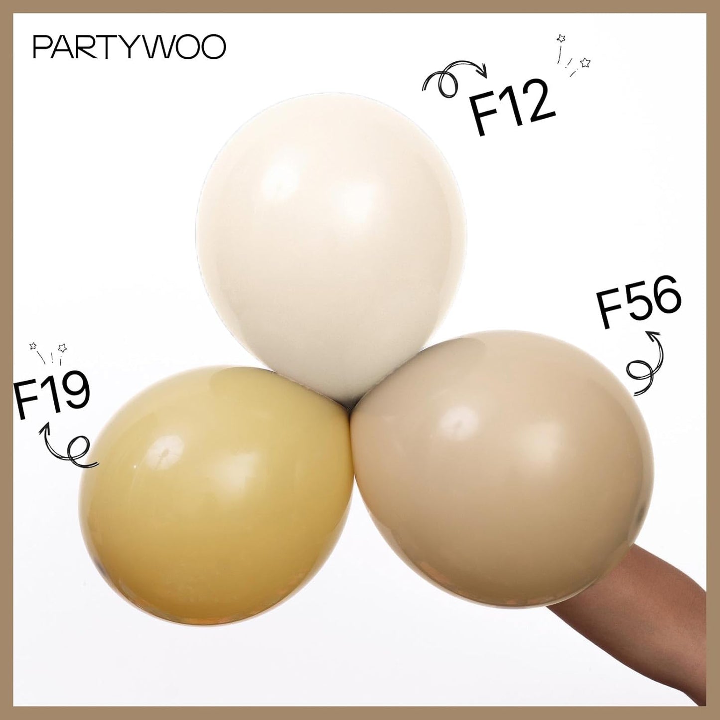 PartyWoo Light Brown Balloons 50 pcs 12 Inch Matte Tan Boho Neutral Beige Cream Latex Balloons for Baby Shower Gender Reveal Graduation Safari Woodland Wedding Birthday Party Decorations Brown-F56