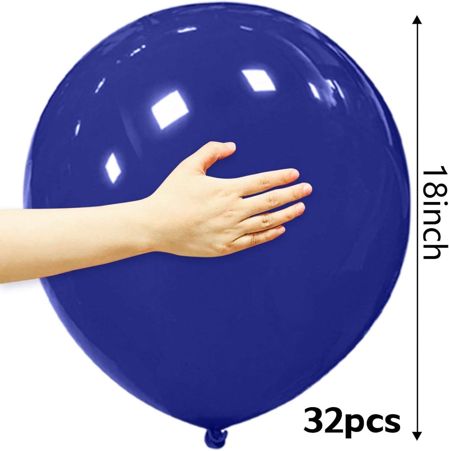 32Pcs Navy Blue Big Balloons 18 Inch, Round Dark Blue Large Latex Party Balloons for Birthday Wedding Decorations.