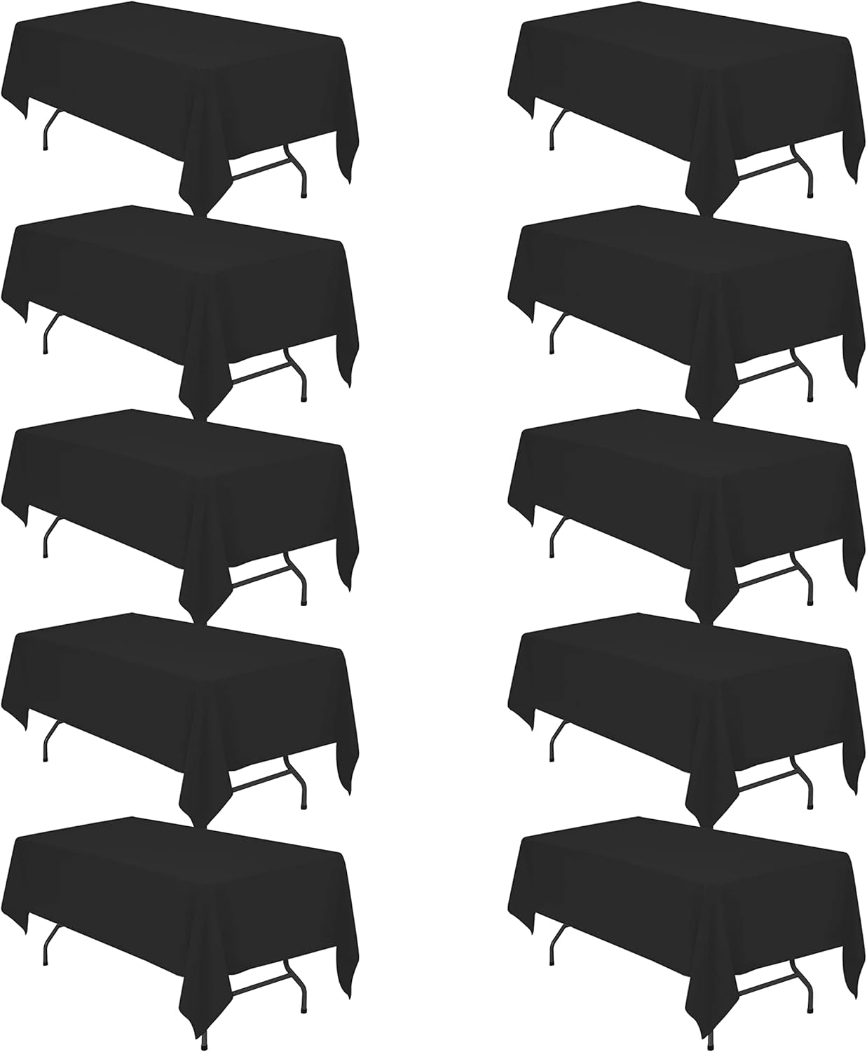 BRILLMAX 10 Pack Black Tablecloths for 6 Foot Rectangle Tables 60 x 102 Inch - 6ft Rectangular Bulk Linen Polyester Fabric Washable Cloth Cover for Wedding Reception Banquet Birthday Party
