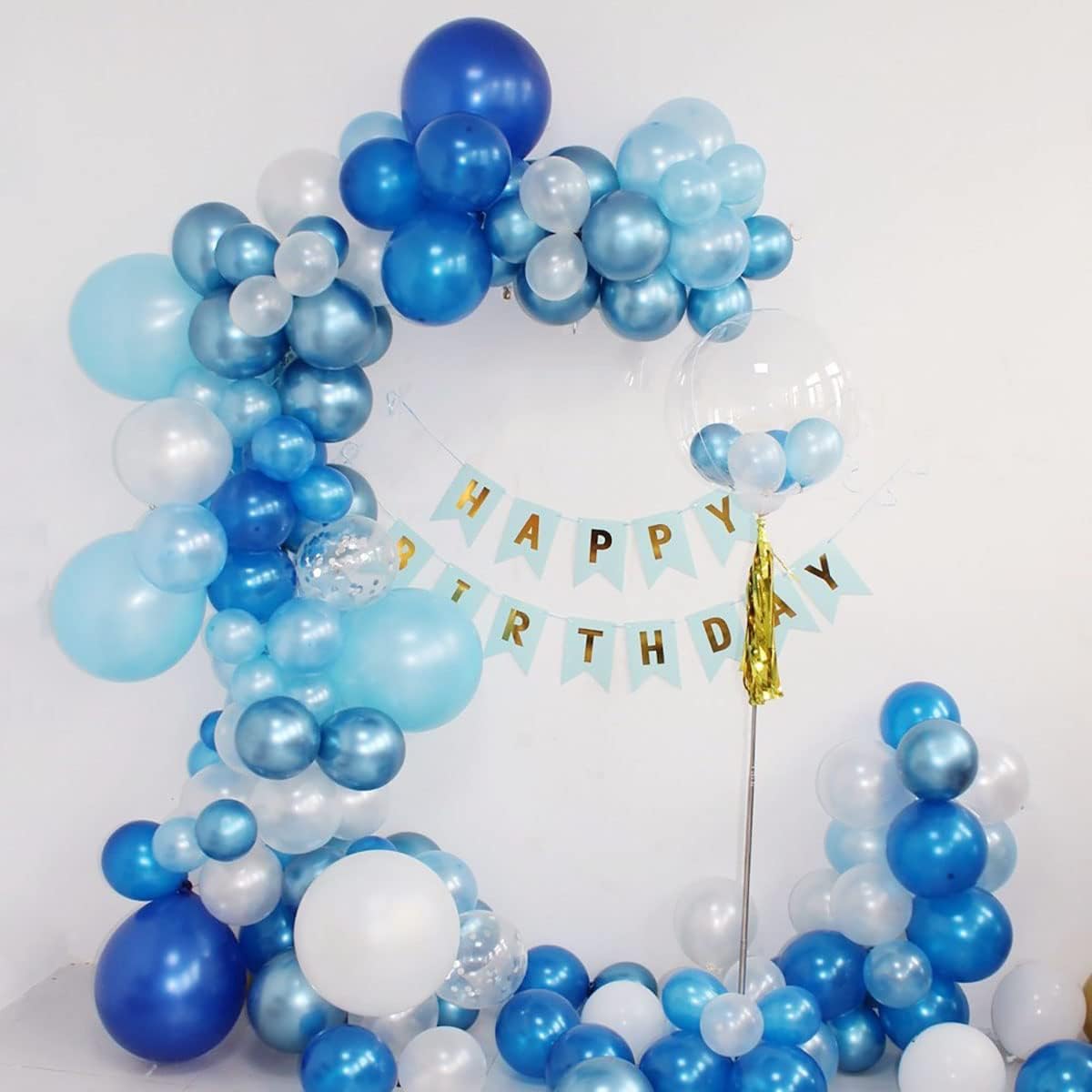 KALOR 12 Inch Pearl Blue Balloons, 50 Pcs Shiny Latex Helium Balloons for Kid's Birthday Party, Baby Shower, Wedding, Graduate Party Decorations
