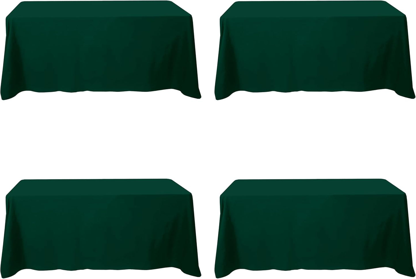 BRILLMAX 4 Pack Hunter Green Tablecloths for 6 Foot Rectangle Tables 90 x 132 Inch - 6ft Rectangular Bulk Linen Polyester Fabric Washable Cloth Cover for Wedding Reception Banquet Birthday Party