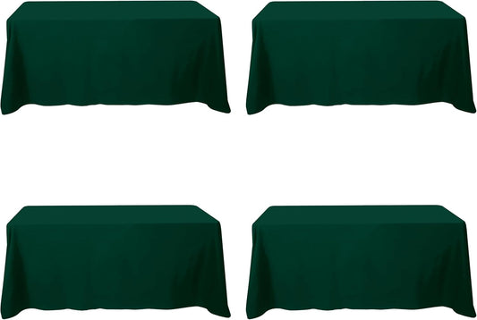 BRILLMAX 4 Pack Hunter Green Tablecloths for 6 Foot Rectangle Tables 90 x 132 Inch - 6ft Rectangular Bulk Linen Polyester Fabric Washable Cloth Cover for Wedding Reception Banquet Birthday Party