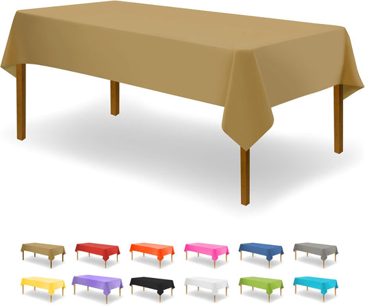 Gold Disposable Plastic Tablecloth for Rectangle Tables (48 Pack) Premium Decorative Table Cloths for Parties, Events & Weddings, Indoors & Outdoors, 54 x 108 inches