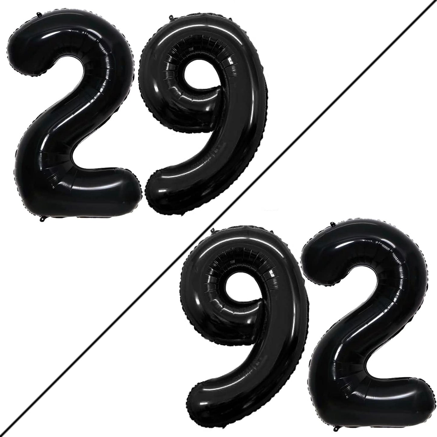 GOER Number 29 Balloons for 29th Birthday Party Decorations,42 Inch Jumbo Foil Helium 92 Balloons for 92nd Birthday Party Decoration (Black)