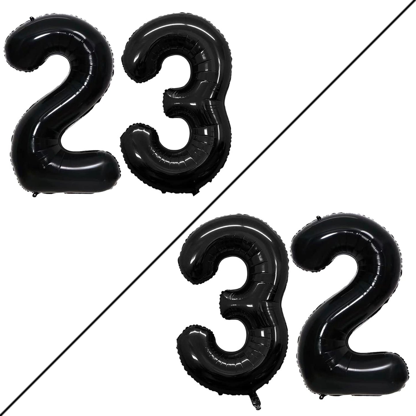 GOER Number 23 Balloons for 23rd Birthday Party Decorations,42 Inch Jumbo Foil Helium 32 Balloons for 32nd Birthday Party Decoration (Black)