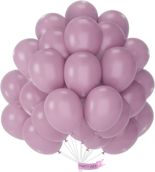 PartyWoo Dusty Purple Balloons 50 pcs 12 Inch Matte Lavender Lilac Latex Helium Balloons for Wedding Baby Shower Gender Reveal Graduation Birthday Party Decorations Purple-F29