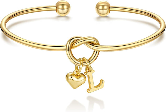 M MOOHAM Christmas Gifts for Women Teen Girls - Knot Initial Bracelets for Women, Bridesmaid Gifts Bridesmaids Proposal Gift Dainty Knot Letter A-Z Heart Initial Bracelet Jewelry Friendship Bracelets
