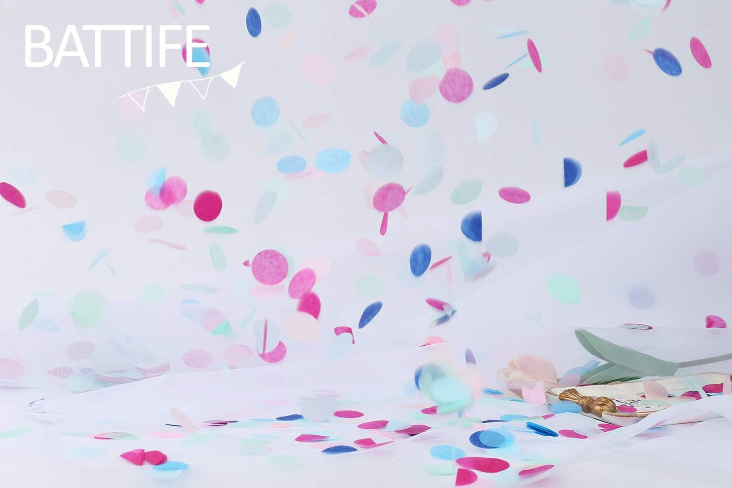 BATTIFE 7.1oz Colorful Tissue Paper Confetti, 1inch Large Bag Round Confetti for Wedding Birthday Party Celebrations, Multicolor 25000 Pieces