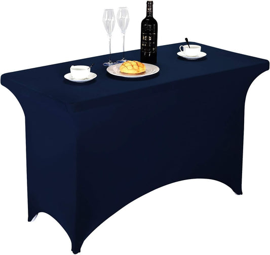 LZY Spandex Fitted Stretch Table Cover for 4ft or 6ft or 8ft Folding Table, Rectangular Cocktail Tablecloth, Perfect for Party or Banquet