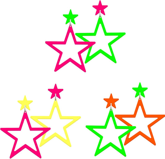 80s 90s Neon Earrings for Women Retro Cassette Tape Hoop Earring Candy Color Lightweight Acrylic Stud Dangle Earrings for 80S Costume Outfits Dancing Glow Party Accessories