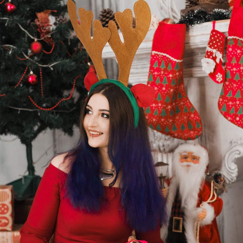 Max Fun Christmas Headbands Reindeer Antlers Headband Xmas Decoration Costume Hairbands for Christmas Parties Holiday Favors Photo Booth(Pack of 8)