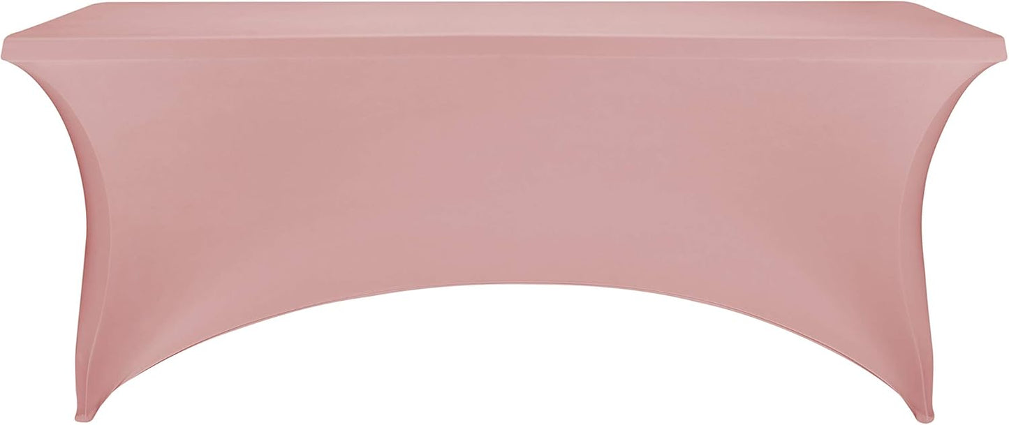 LZY Spandex Table Covers 6 Feet, Stretch/Fitted Table Covers for 6 Feet Folding Table, Rectangular Spandex Table Cloths for Wedding Party or Event (6FT-2PCS, DustyRose)