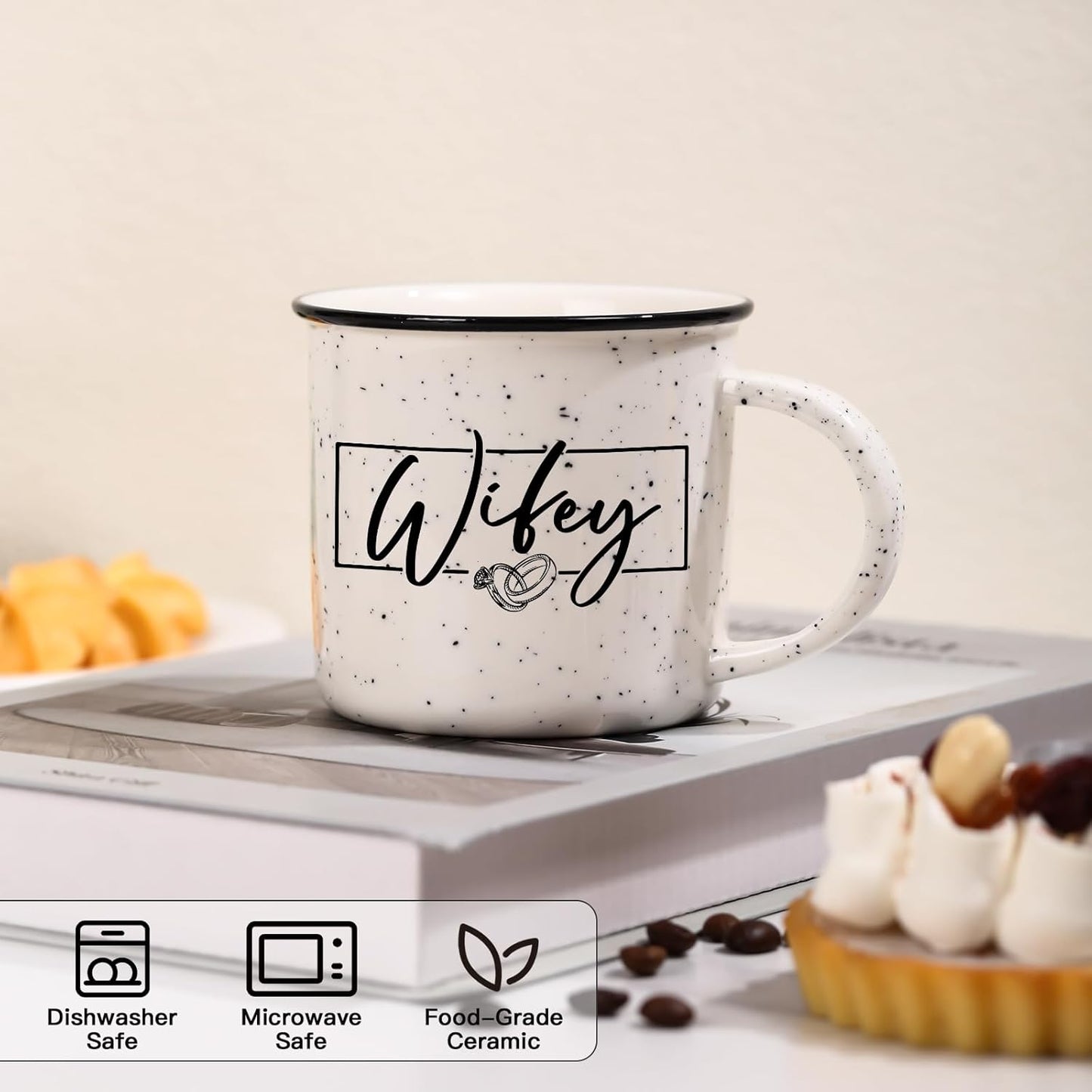Wifey Hubby Mugs Set of 2 Coffee Mug 10 Ounce, Wedding and Bridal Shower Gift, His and Hers Gifts, Mr and Mrs Coffee Mug Set, Couples Gift for Bride Groom, Thanksgiving and Christmas Gifts