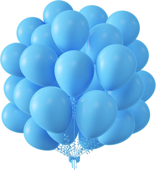 KALOR 12 Inch Light Blue Balloons, 50 Pcs Latex Helium Balloons for Kid's Birthday Party, Baby Shower, Wedding, Graduate Party Decorations