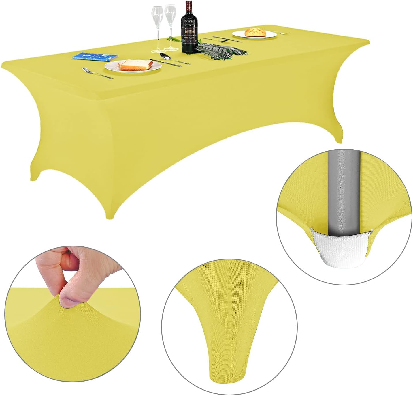 LZY Spandex Fitted Stretch Table Cover for 6 ft or 4ft or 8ft Folding Table, Rectangular Cocktail Tablecloth, Perfect for Party or Banquet