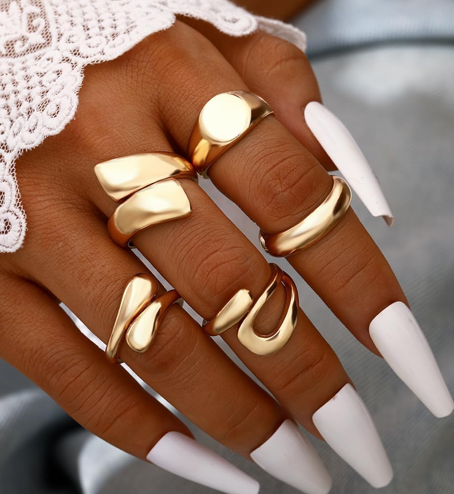 iF YOU 25 Pcs Gold Knuckle Ring Set for Women, Chunky Stackable Finger Midi Rings, Silver Simple Stacking Cute Rings Pack Trendy Stuff Jewelry Gift