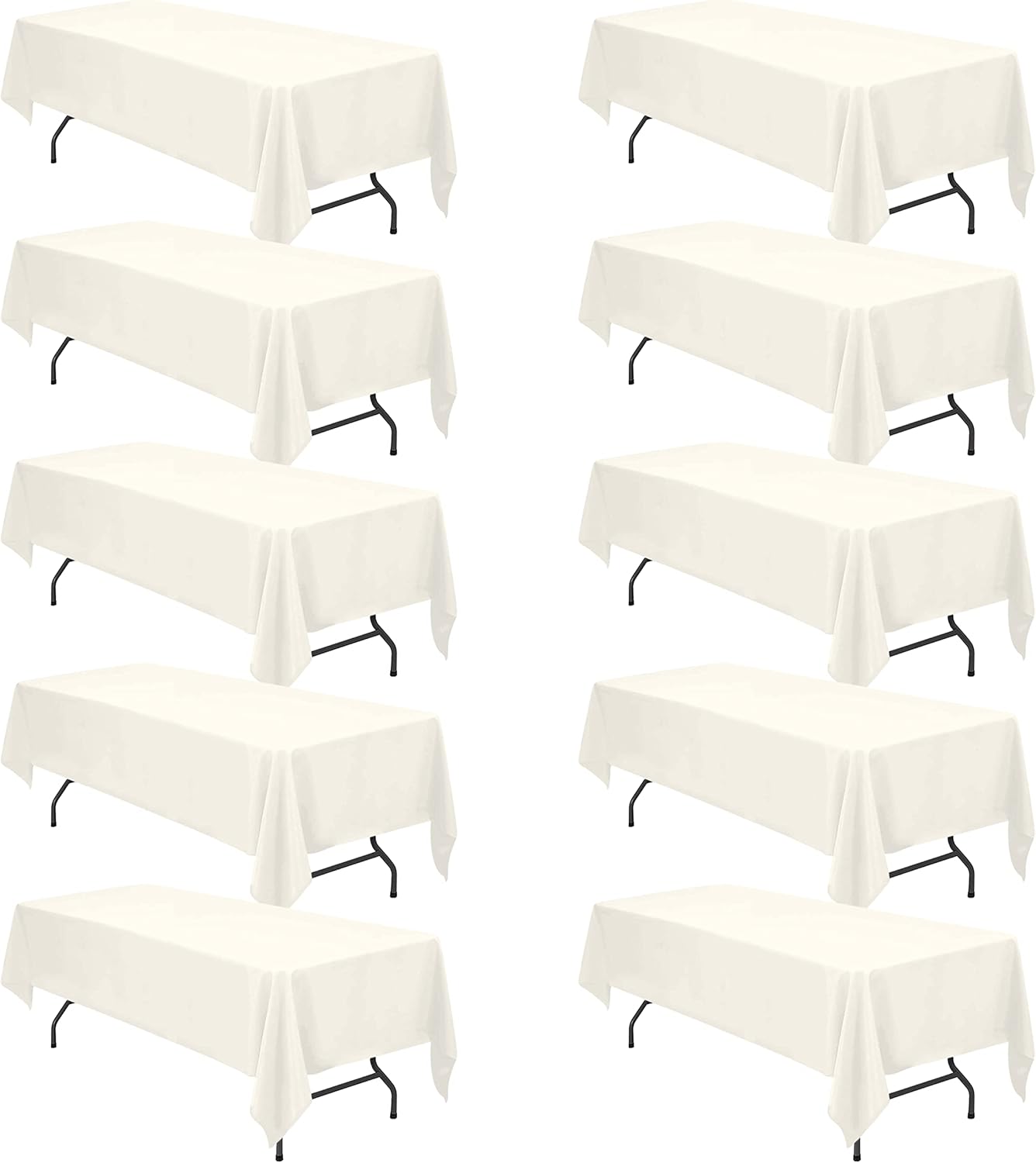 BRILLMAX 10 Pack Ivory Tablecloths for 8 Foot Rectangle Tables 60 x 126 Inch - 8ft Rectangular Bulk Linen Polyester Fabric Washable Cloth Cover for Wedding Reception Banquet Birthday Party