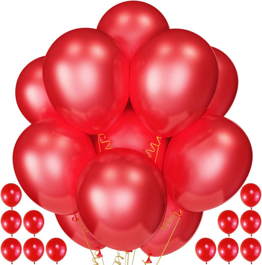 120 Pack Pearl Red Balloons, Bright 12 inch Royal Red Latex Party Balloons for Birthday Wedding Baby Shower Halloween.
