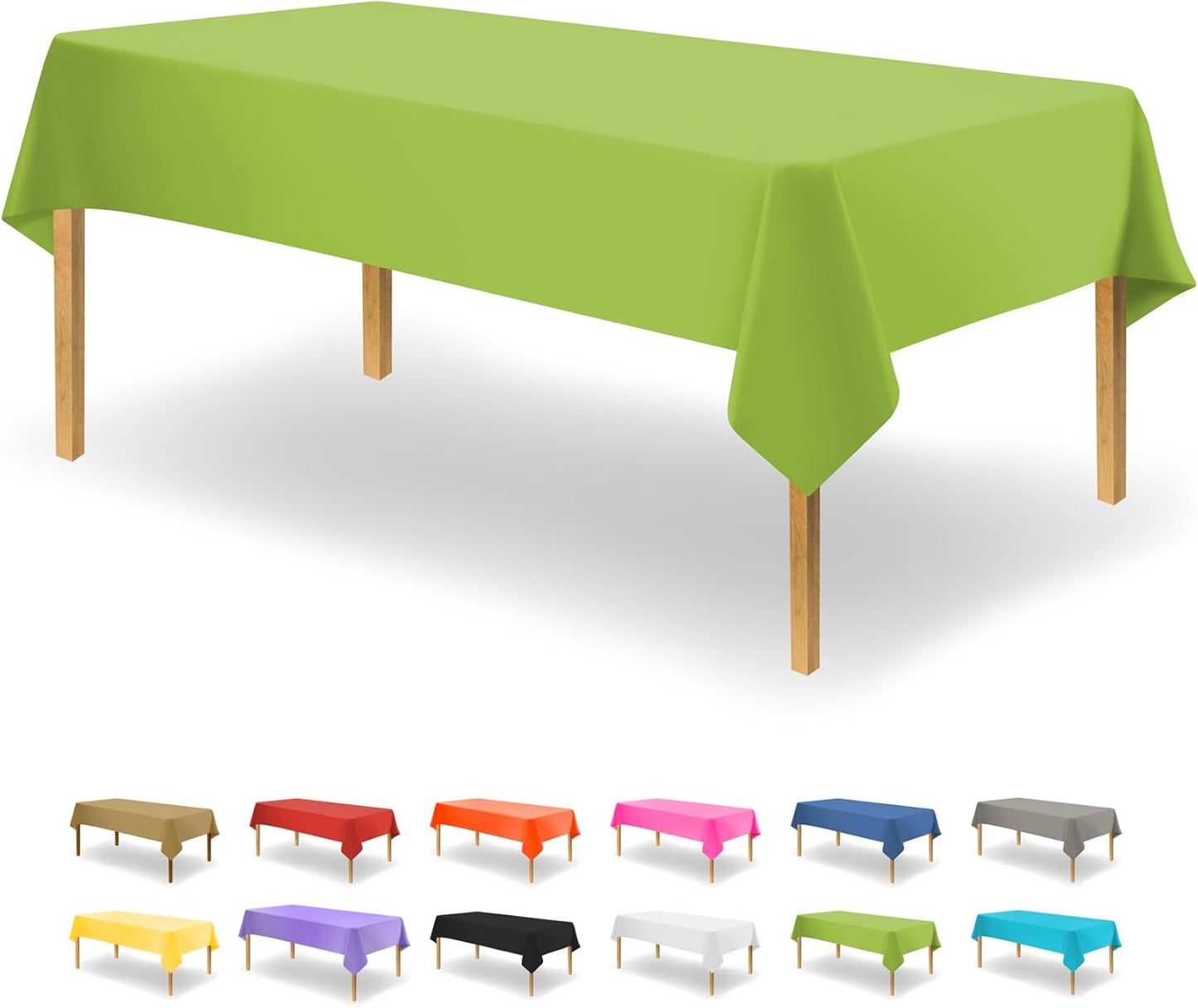 Lime Green Disposable Plastic Tablecloth for Rectangle Tables (12 Pack) Premium Decorative Table Covers, for Parties, Events and Weddings, Indoors & Outdoors, 54 x 108 inch, Rectangle, Lime Green