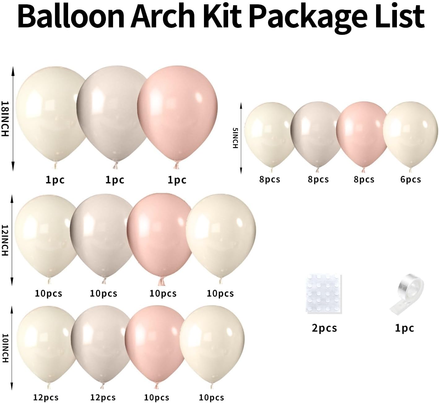 Neutral Balloon Arch Kit, White and Beige Balloon Arch Kit With 18/12/10/5 inch Sand White Ivory White Macaron Orange Latex Balloon for Birthday Baby Shower Wedding Boho Bridal Party Decorations