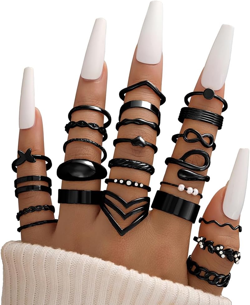 iF YOU 25 Pcs Gold Knuckle Ring Set for Women, Chunky Stackable Finger Midi Rings, Silver Simple Stacking Cute Rings Pack Trendy Stuff Jewelry Gift