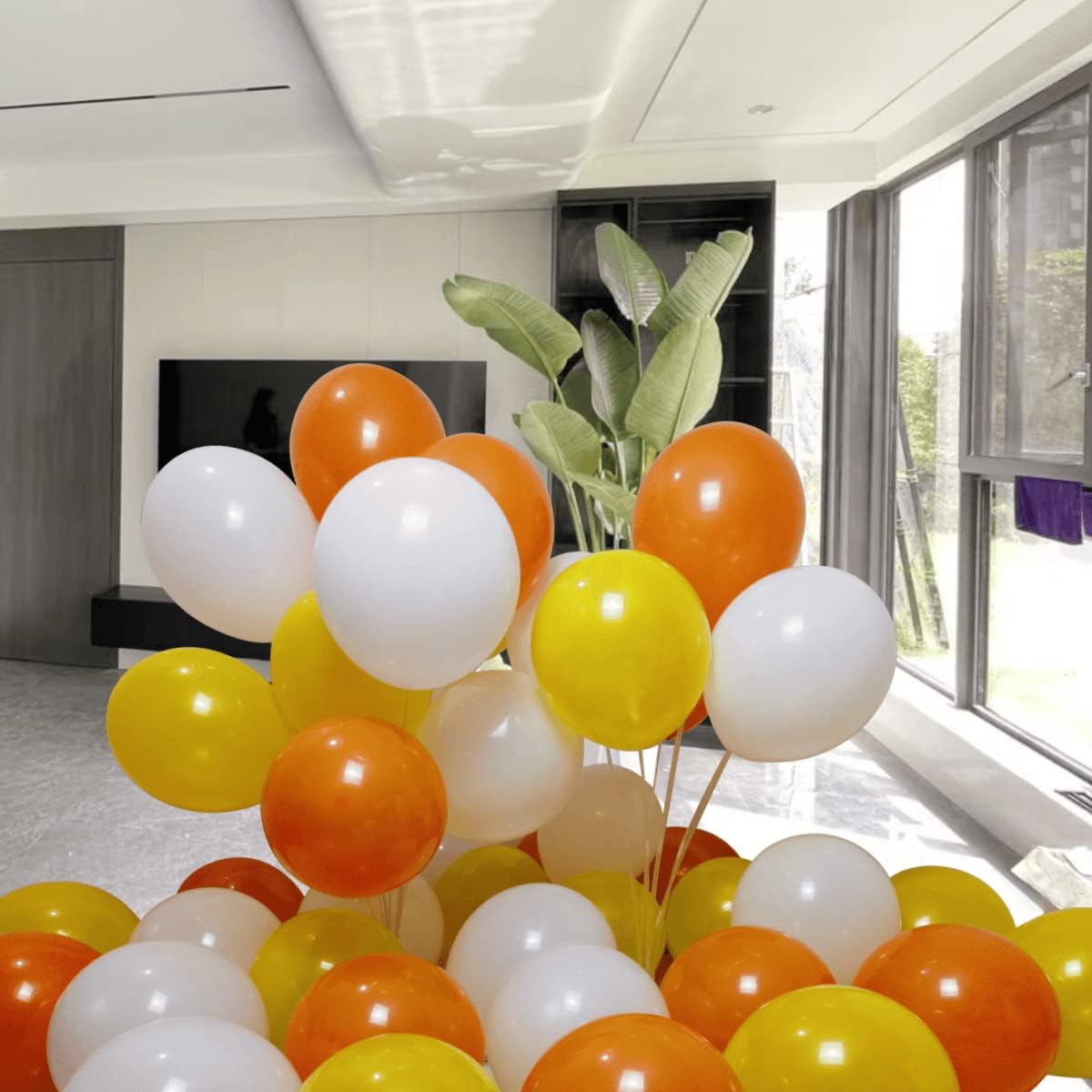 300 Pack Yellow Orange White Balloons 100 of each of the 3 colors 12 inch Yellow Orange White Latex Party Balloon Bulk for Various Party Events Decorations
