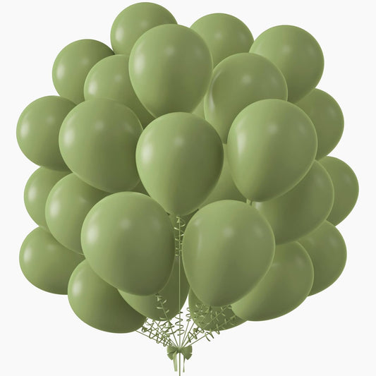 KALOR 12 Inch Avocado Green Balloons, 50 Pcs Latex Helium Balloons for Kid's Birthday Party, Baby Shower, Wedding, Graduate Party Decorations