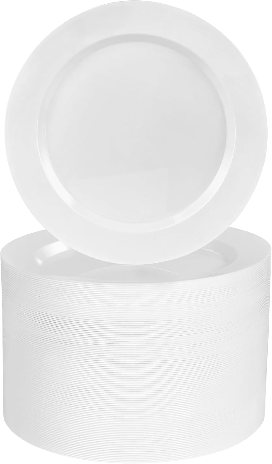 BESTVIP 100PCS 7 Inch White Plastic Dessert Plates, Disposable Plate for Appetizers, Small Cakes, Small Heavy Duty Disposable Plastic Plates for Parties, Wedding, Christmas, Thanksgiving and Birthday